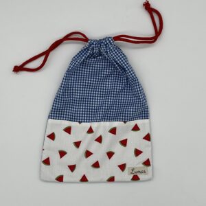 Bolsa Multiusos con Patrón Cuadrado Azul y Estampado de Sandías