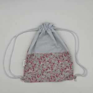 Bolsa Multiusos Azulada con Patrón Floral Rosa