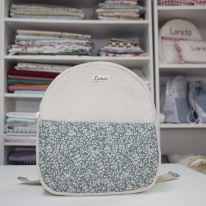 Mochila BEBÉ Bolsillo exterior combinación lino-algodón con estampado floral