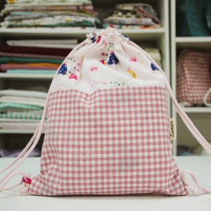 Bolsa MULTIUSOS Combinación estampado de hadas y cuadrado vichy