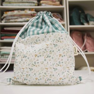 Bolsa MULTIUSOS Combinación de cuadros Vichy con estampado floral