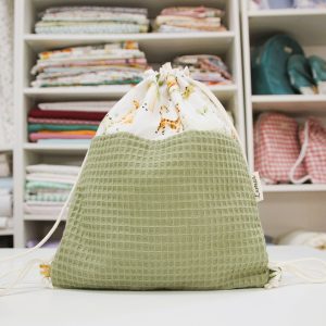 Bolsa MULTIUSOS Combinación waffle verde y estampado animales de la selva