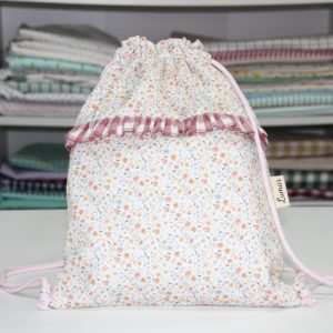 Bolsa MULTIUSOS Combinación de estampado floral con cuadro vichy