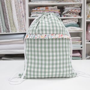Bolsa MULTIUSOS Combinación de vichy verde con estampado floral